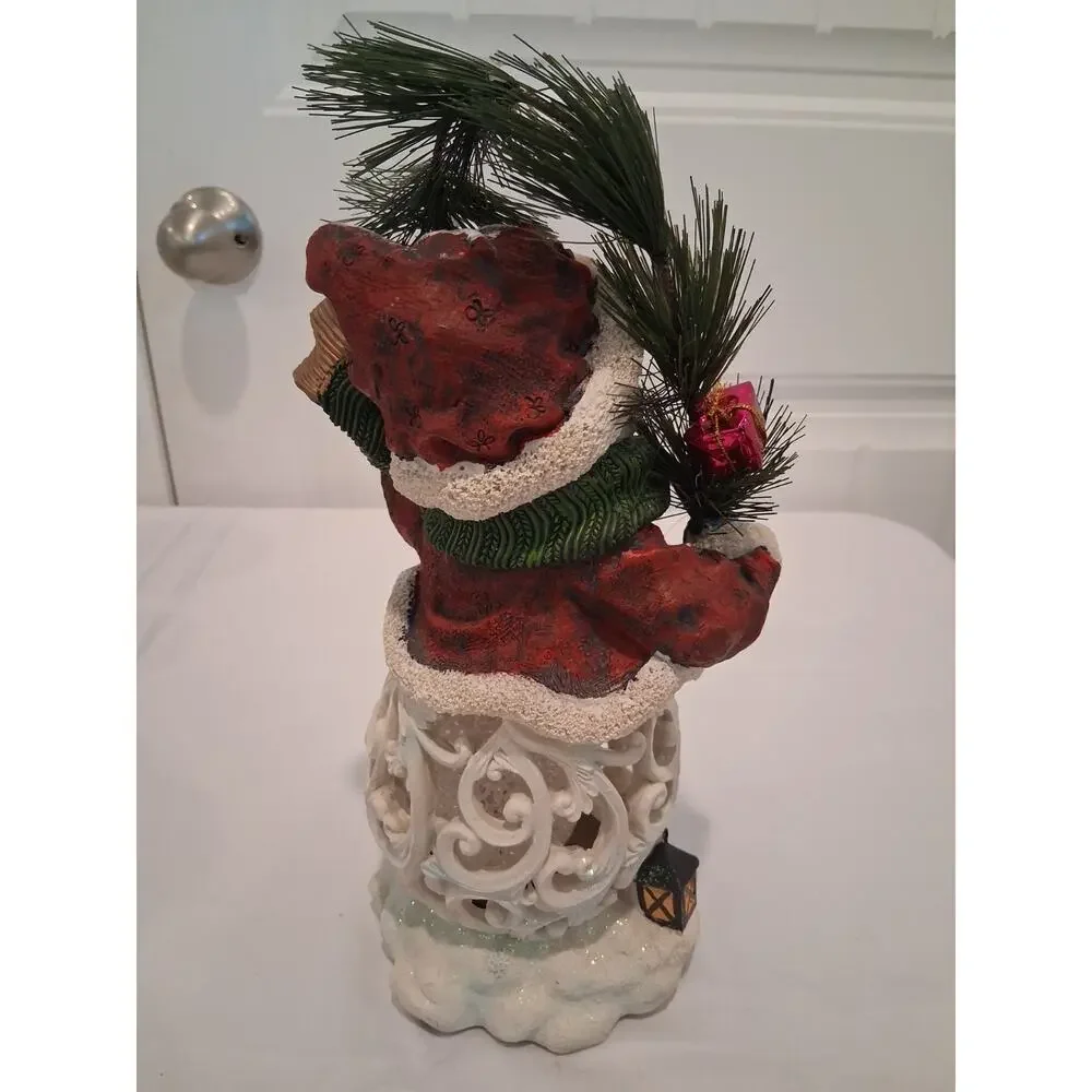 Light Up Resin Snowman Figurine Christmas Luminary Holiday Scrollwork Decoration